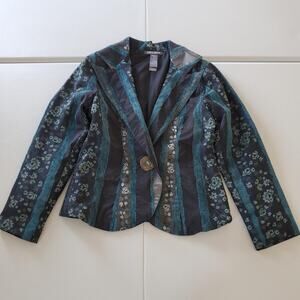 Bisou Bisou Blazer Womens 10 Floral Brocade Jacket Unique Whimsigoth Art Quirky